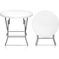 thumbnail image 1 of LINJH 32" Round Folding Commercial Banquet Table, Portable Plastic Coffee Card Dining Table for Kitchen or Outdoor Party Wedding Event-White, 1 of 10