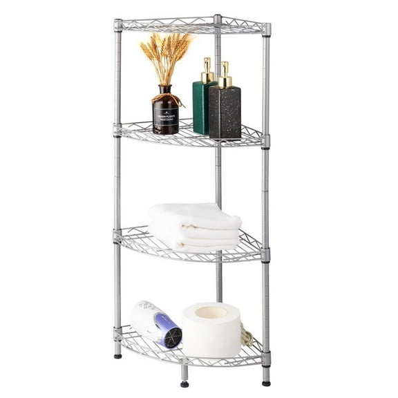 LINJH 4-Tier Corner Shelf Display Rack Kitchen Bathroom Storage Wire Shelves Organizer