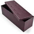 thumbnail image 1 of LINJH 45 Inches Folding Storage Ottoman Bench, Storage Chest Footrest Stool with Faux Leather, Entryway Bench 45'' x 15'' x 15'' (Brown), 1 of 9