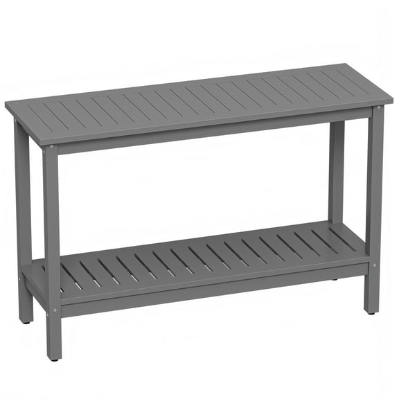 LINJH 48" Console Table In/Outdoor Storage Buffet Organizer W/ Adjustable Feet Gray