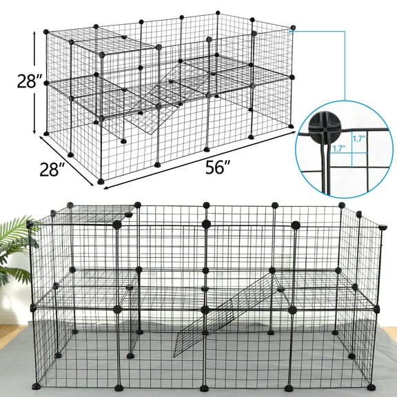 LINJH Two-Storey Fence Kennel Dog Playpen Pet Play Pen Exercise Cage 56 Inch 36 Panels