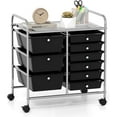 thumbnail image 1 of LINJH 9-Drawer Rolling Storage Cart, Mobile Utility Cart with Removable Drawers & Metal Frame, Art Craft Organizer Cart with Lockable Wheels-9-Drawer Black, 1 of 10
