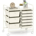 thumbnail image 1 of LINJH 9-Drawer Rolling Storage Cart, Mobile Utility Cart with Removable Drawers & Metal Frame, Art Craft Organizer Cart with Lockable Wheels-9-Drawer White, 1 of 9