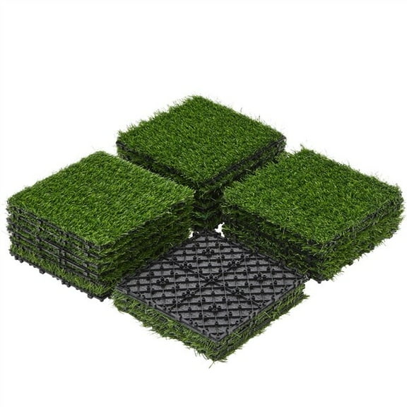 LINJH Artificial Grass Turf Interlocking Deck Tiles Indoor/Outdoor Flooring Decor
