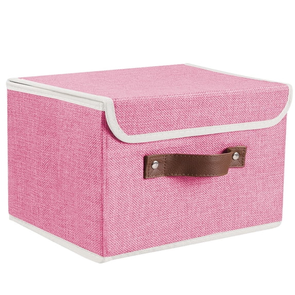 LINJH Collapsible Fabric Cube Storage Bins Large Home Organizer Boxes Baskets-2Pcs Large-Pink