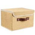 thumbnail image 1 of LINJH Collapsible Fabric Cube Storage Bins Large Home Organizer Boxes Baskets-2Pcs Small -Khaki, 1 of 12