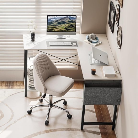 LINJH Computer Gaming Laptop Table L-Shaped Desk Corner Workstation for Office Home