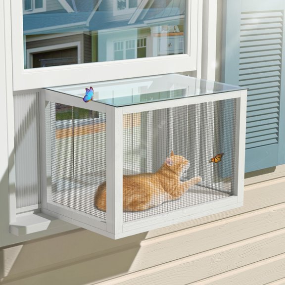LINJH Deluxe Universal Cat Window Box, Waterproof Window Catio Perch Cat Bed