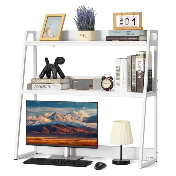 LINJH Desktop Bookshelf Storage Organizer Computer Desk Wooden Shelf Display Rack