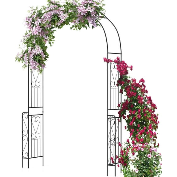 LINJH Garden Arch Trellis - 7.9 ft Metal Arbor Pergola for Climbing Plants Rose Clematis Vines, Wedding Archway Arbour for Party Ceremony Backdrop Stand Outdoor Garden Yard Lawn Decoration