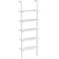 thumbnail image 1 of LINJH  Ladder Shelf 5 Tier Wall Mounted Bookcase with Metal Frame, Open Design Shelves for Living Room, Bedroom, Home, Office, White (23.62" L x 11.81" W x 70.87" H), 1 of 10