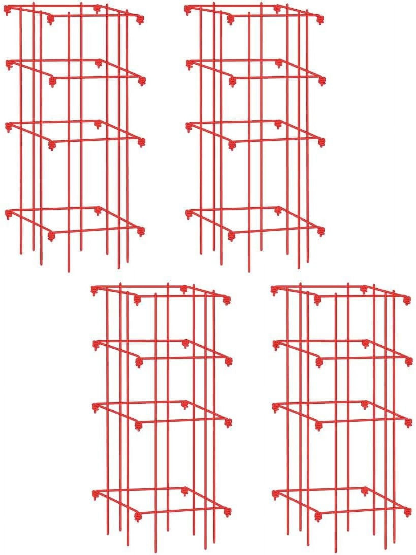 LINJH  Lifetime Tomato Cages | Heavy Gauge Sturdy Garden Plant Supports for Vegetables and Other Climbing Plants | No Assembly Needed - Red (Set of 4)