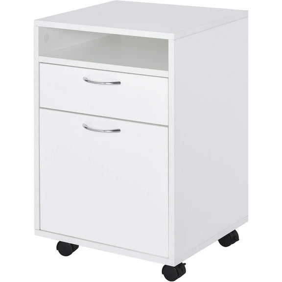 LINJH Mobile Storage Cabinet Organizer with Drawer and Cabinet, Printer Stand with Castors, White