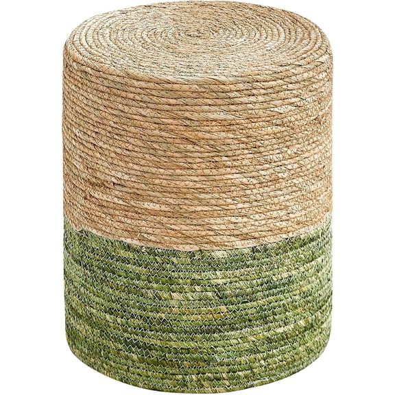 LINJH Ottoman Poof Natural Seagrass Poufs Hand Weave Round Footstool Pouffe Accent Chair Sitting Braided Footrest W/Jute Cover Boho Decor for Living Room, Bedroom