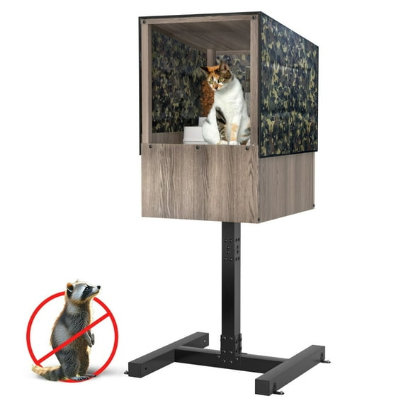 LINJH Outdoor Feral Cat Feeding Station & Shelter, Safe Haven for Stray Cats