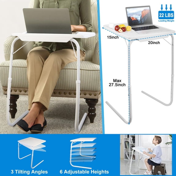 LINJH Portable Foldable TV Sofa Table Dinner Bed Adjustable Tray Laptop Side Table