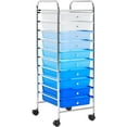thumbnail image 1 of LINJH Rolling Cart Organizer Plastic Trolley with 10 Storage Drawers Utility Cart on Wheels Art Craft Organizer Ample Storage Space, Blue Gradient, 1 of 10