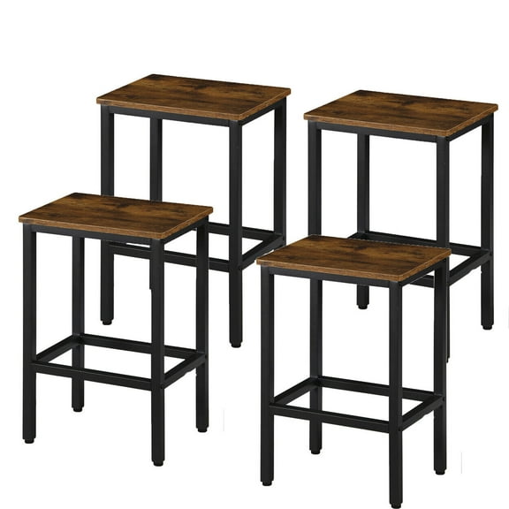 LINJH Set of 4 Classic Bar Stools - Wooden Counter Height Counter Stools for Kitchen - Rustic Farmhouse Style Seating with Footrests