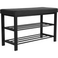 thumbnail image 1 of LINJH Shoe Bench, 3-Tier Shoe Rack for Entryway, Storage Organizer with Foam Padded Seat, Faux Leather, Metal Frame, for Living Room, Hallway, 12.2 x 31.9 x 19.3 Inches, Black, 1 of 7