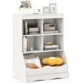 thumbnail image 1 of LINJH Storage Cabinet, Small Bookshelf, Short Bookcase with 4 Open Cube & Bottom Compartment, Anti-Tipping Device, Foot Pads, Cubby Storage Organizer for Study, Living Room-White, 1 of 10
