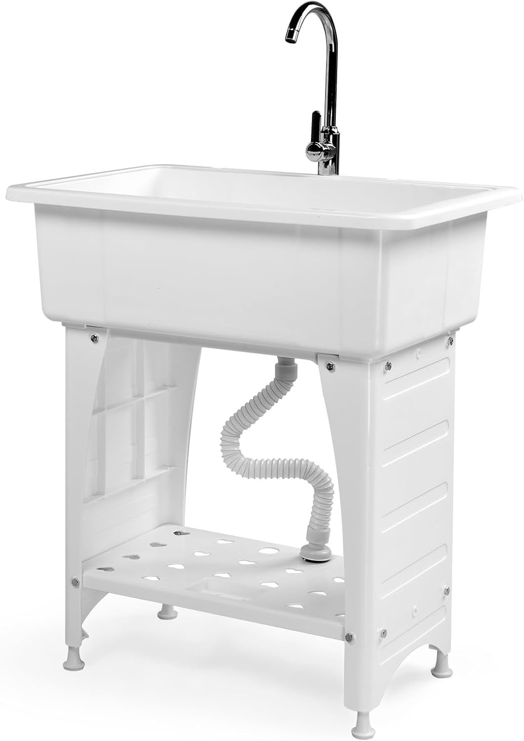LINJH Upgrade Height  Utility Sink Laundry Tub Freestanding Utility Sink with Faucet