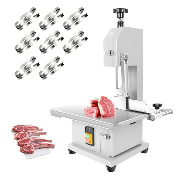 LINJI 1 Pcs Silver 1000W Electric Bone Saw - Commercial Meat Bandsaw with Adjustable Cutting Thickness for Trotter and Beef
