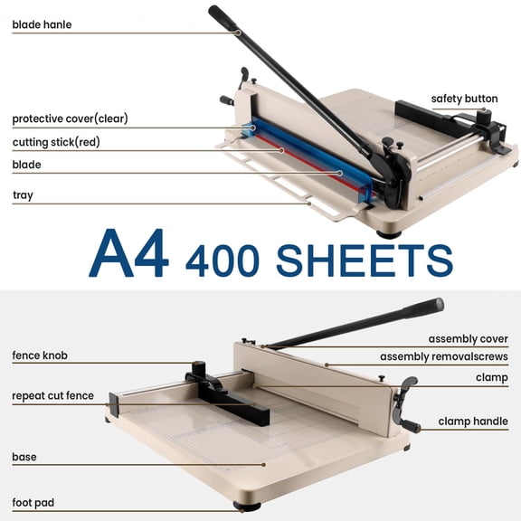 LINJI 12 inch Guillotine Paper Cutter, Paper Craft Tools and Commercial-Grade Trimmers Cards Leather with Metal Base for Office Home (White, A4)