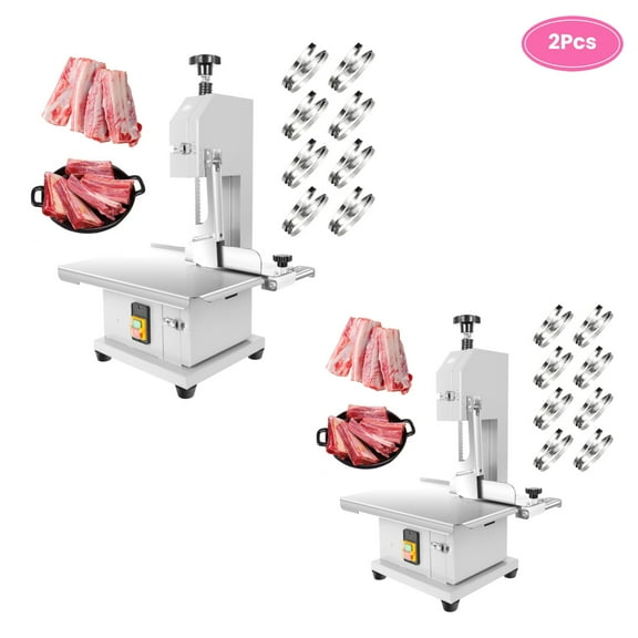 LINJI 2 Pcs Commercial Grade Electric Meat Saw - 1000W Silver Bone Sawing Machine for Beef, Pork, and Frozen Meat Cutting