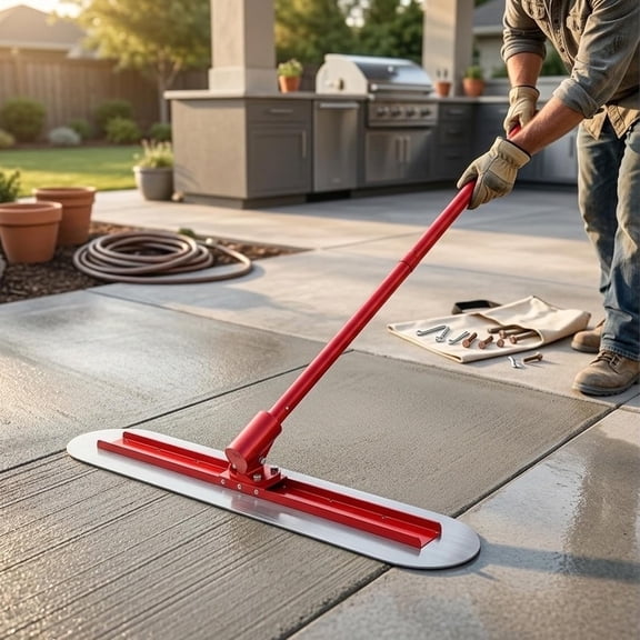 LINJI 47.2" x 11.8" Concrete Float Kit with 4 Aluminum Handles, Professional Cement Surface Smoother Trowel with Tilt Mechanism, Manual Concrete Leveler Tools
