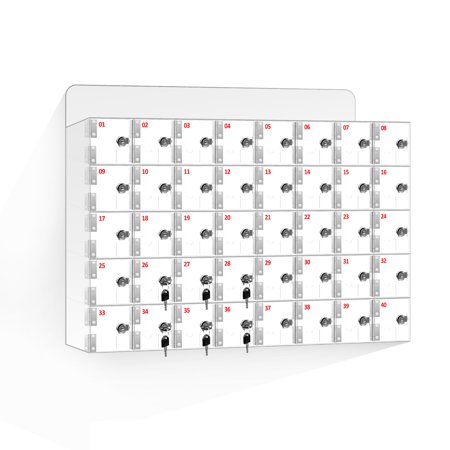 LINJI Secure Cell Phone Storage - 40 Slots Acrylic Locker with Door Locks for Offices, Classrooms, and Swimming Pools