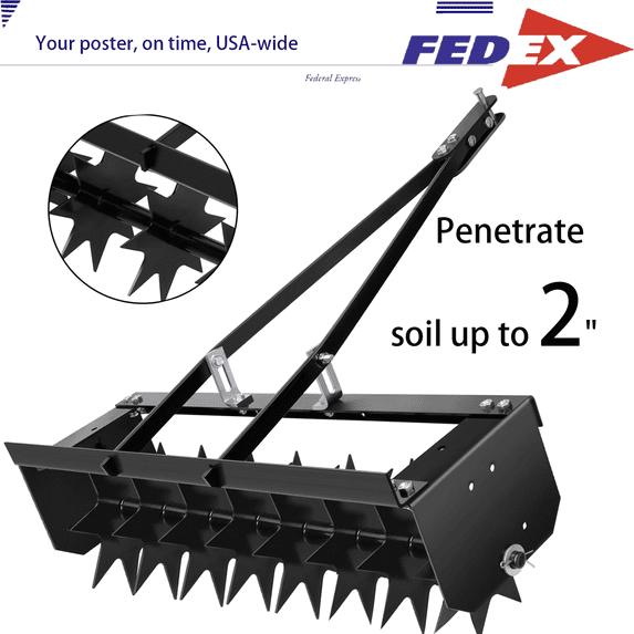 LINJI Tow Behind Lawn Aerator,Tow Spike Aerator, 35 Inch Upgraded Heavy Duty Aerator Lawn Soil, for Garden Yard Heavy-Duty Core Aerator Tool, 200LBS Capacity Tow Behind Lawn Aerator (Black)
