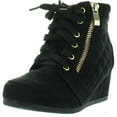 thumbnail image 1 of LINK PEGGY-63K Children Girl's Wedge Heel Lace Up Diamond Shape Quilted Sneakers, 1 of 4