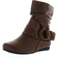 thumbnail image 1 of LINK SELENA-68K Children Girl's Comfort Ring Deco Flat High Top Ankle Booties, Tan, 10, 1 of 4