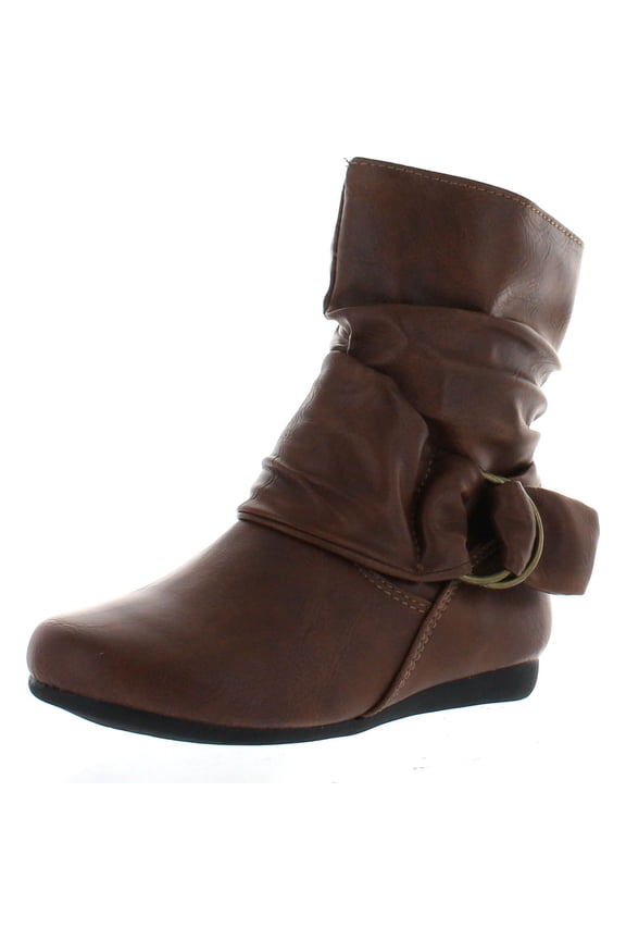 SELENA-68K Children Girl's Comfort Ring Deco Flat High Top Ankle Booties