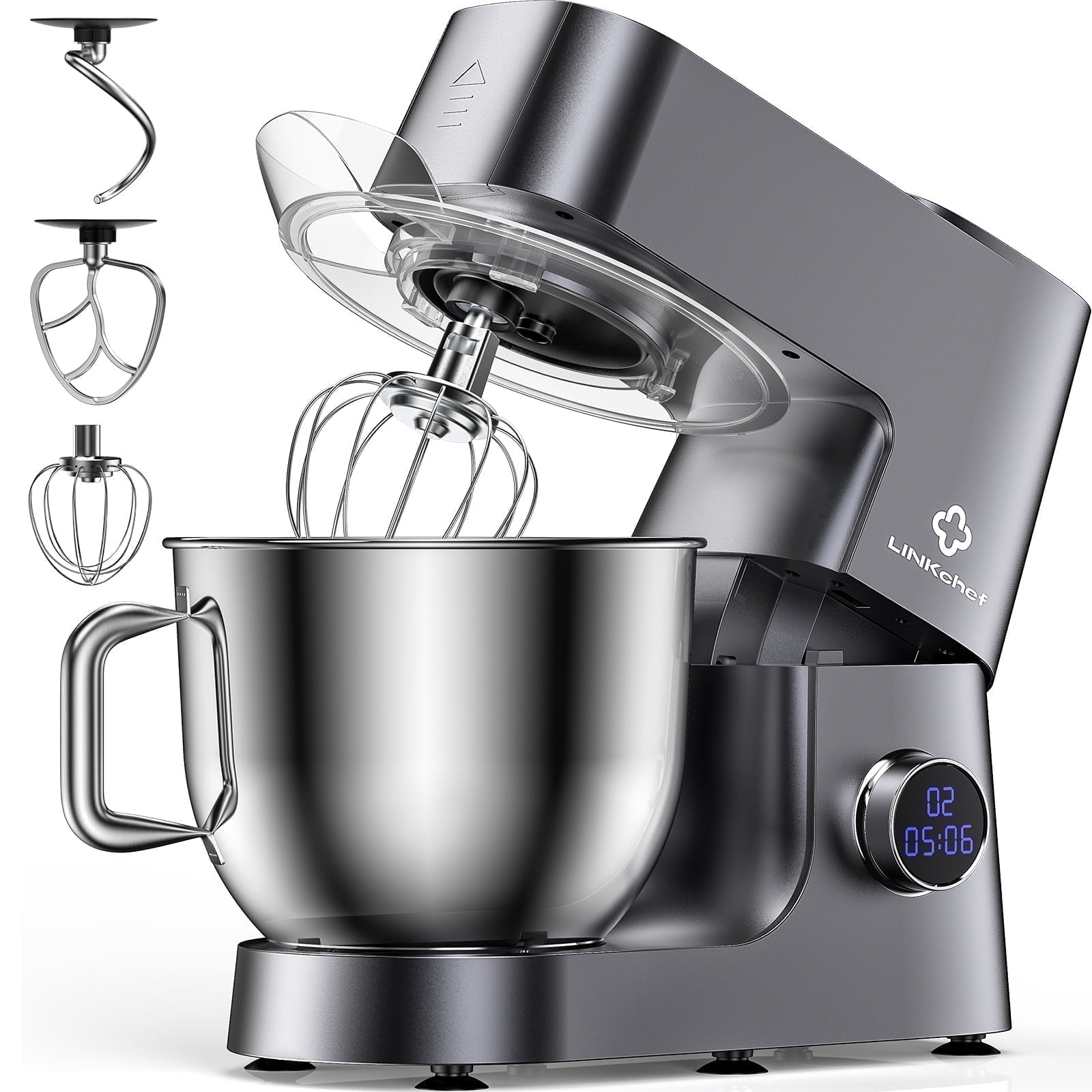 LINKChef 7.4 QT Stand Mixer, 800W 12-Speed Tilt-Head Food Mixer, Kitchen Electric Mixer with Dough Hook, Wire Whip & Beater