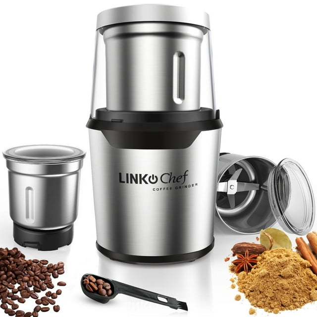 LINKChef Coffee Grinder, Spice Grinder with 4 Blades for Coffee Beans ...