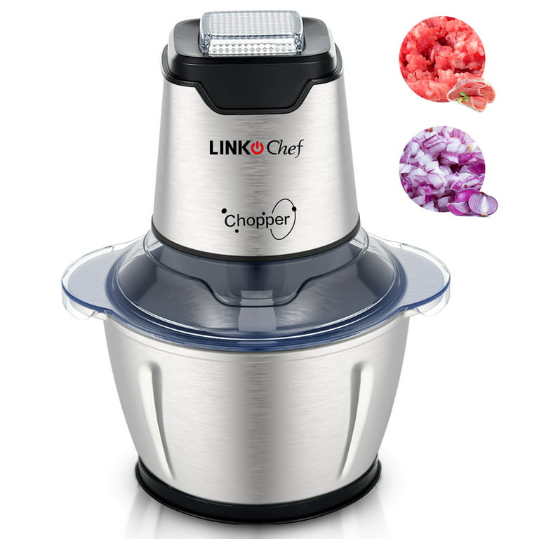 LINKChef Electric Food Chopper, 1.2L Meat Grinder Food Processor Stainless Steel Meat for Vegetable Meat Fruit, Silver