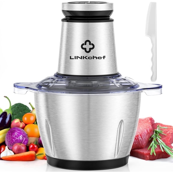 LINKChef Electric Food Chopper, 9.9 Cup Meat Grinder Food Processor Stainless Steel Meat for Vegetable Meat Fruit