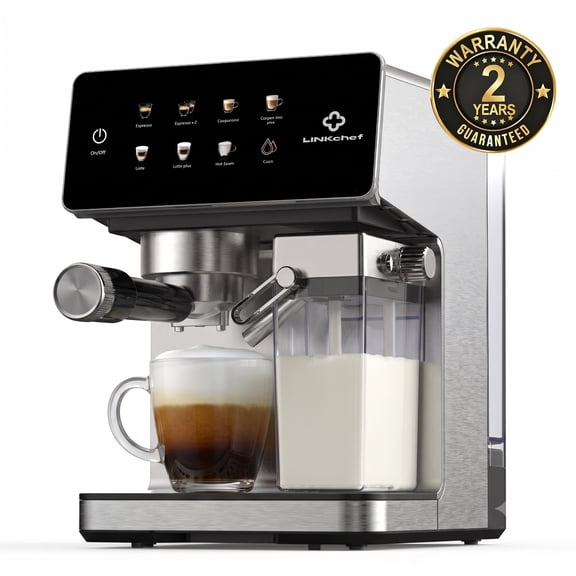 LINKChef Espresso Machine with Milk Frother Semi-Automatic Cappuccino and Latte Machine for Home, Stainless Steel