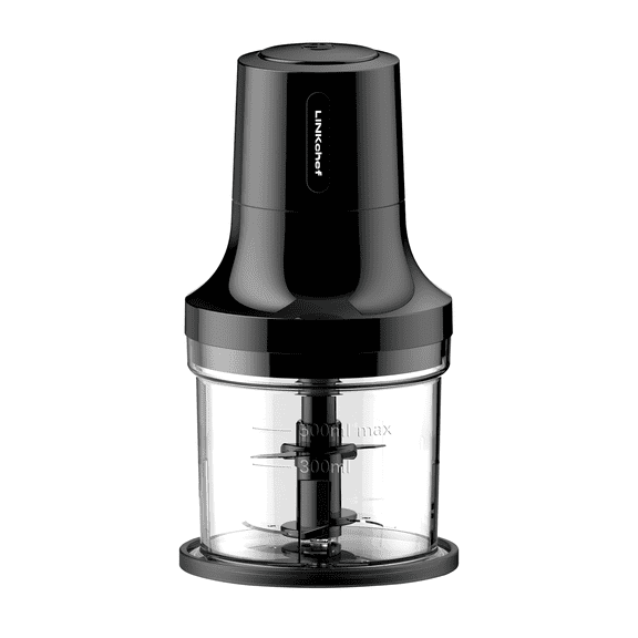 LINKChef Food Chopper, 2.9 Cup Food Processor, 260W Power Grinder with 4 Bi-Level Blades, Black