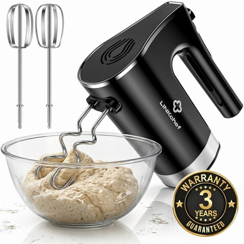 LINKChef Hand Mixer, powerful Electric Handheld Mixer, 5 Speed Electric Mixers for Kitchen (Black)