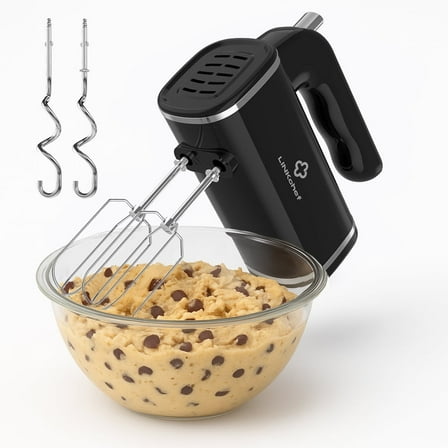 LINKChef Hand Mixer, 450W Turbo Electric Handheld Mixer, 5 Speed Electric Mixers for Kitchen (Black)