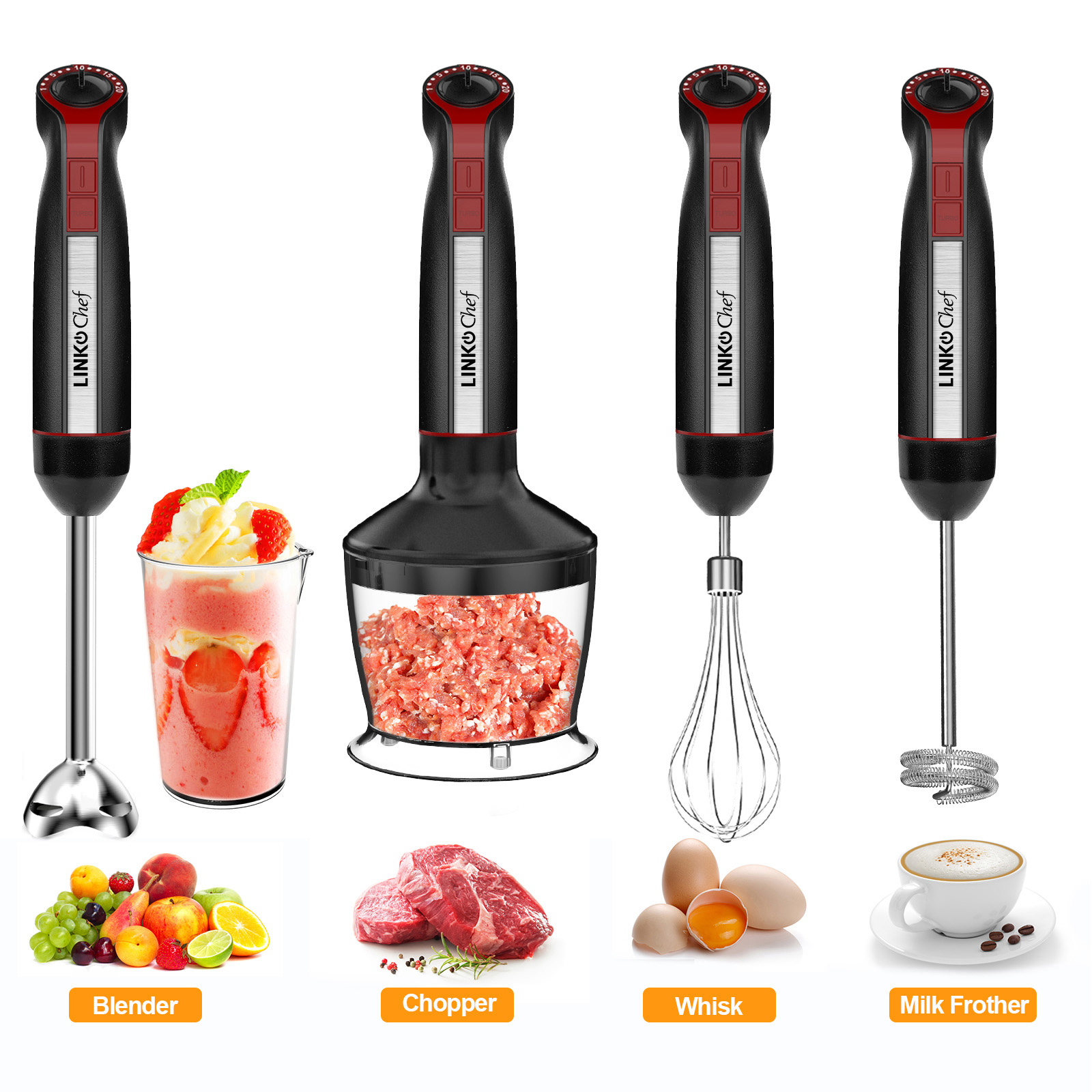 Beautiful 2Speed Immersion Blender with Chopper & Measuring Cup