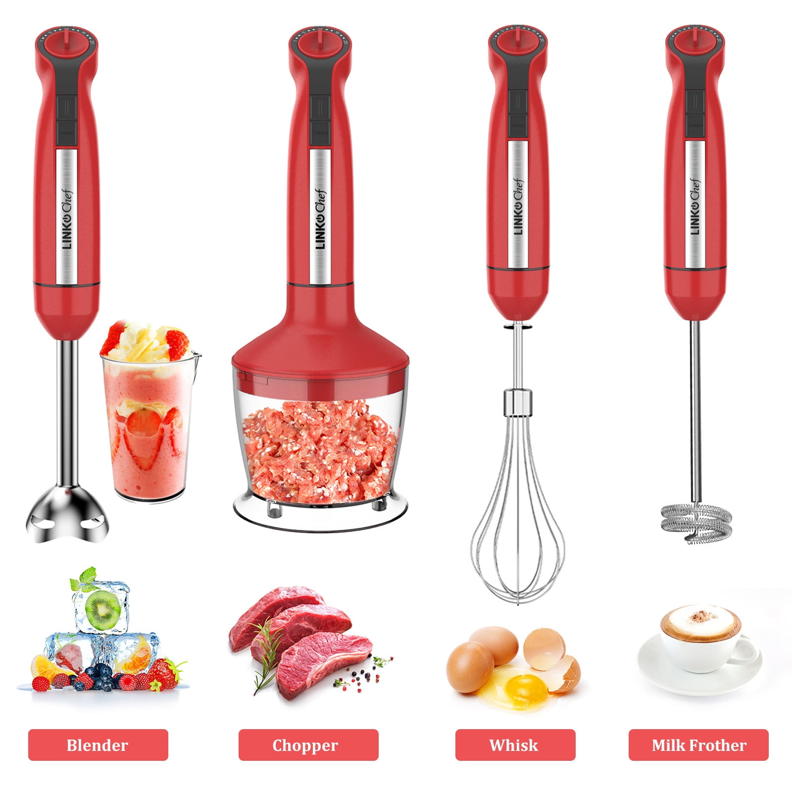 LINKChef 5in1 Hand Blender 1000W, 20Speed Turbo Mode with Baby Food