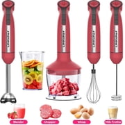 LINKChef Immersion Blender, 1000W 20-Speed 5-in-1 Immersion Hand Blender with Turbo Mode, Scratch-Resistant Stick Blender for Baby Food Processor & ChopperRed