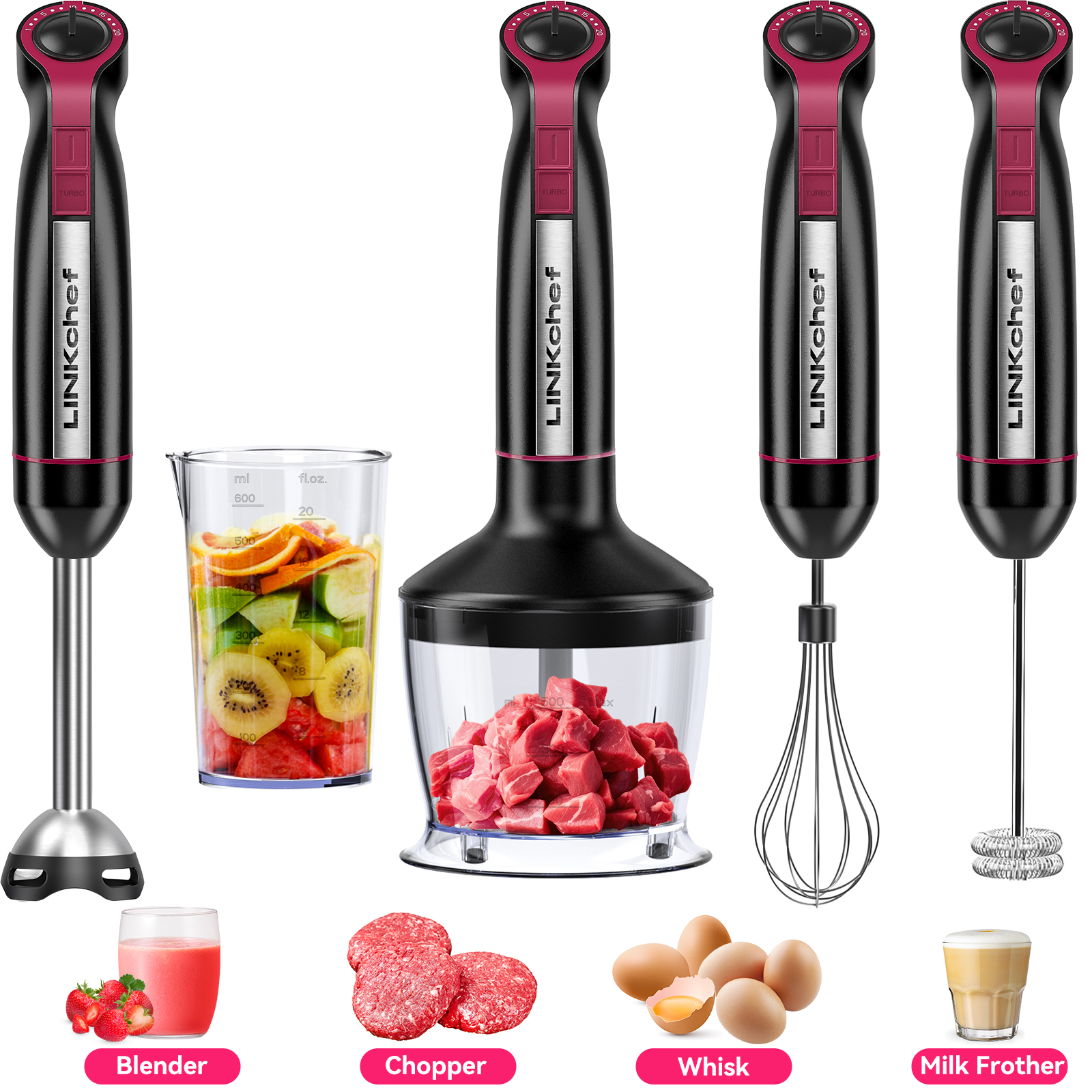 LINKChef Immersion Blender 20 Speed 1000W 5 In 1 Immersion Hand Blender Stick Blender Turbo Mode Baby Food Processor Chopper Blender Kitchen 600ml Be: What We Checked First