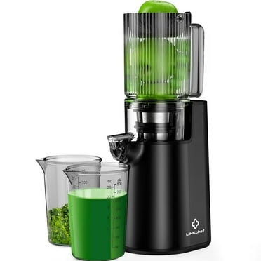 LINKChef Juicer Machine, Slow Masticating with 4.1" Extra Large Feed Chute, Cold Press Juicer Fit Whole Fruits & Vegetables Easy, High Juice Yield, 150W (Black)