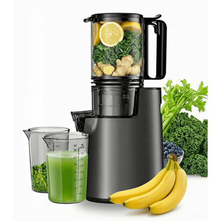 "LINKChef Electric Cold Press Juicer, Slow Masticating with 5.4"" Large Feed Chute, High Juice Yield"