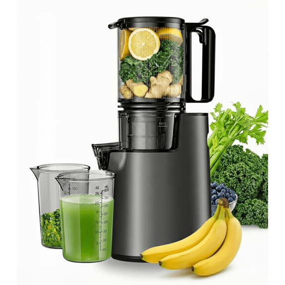 "LINKChef Electric Cold Press Juicer, Slow Masticating with 5.4"" Large Feed Chute, High Juice Yield"