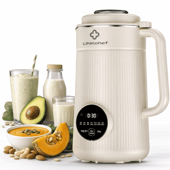 LINKChef 40oz Nut Milk Maker Blender Machine, Soy, Oat, Almond, Plant Based Milks and Hot Soup Maker with Delay Start